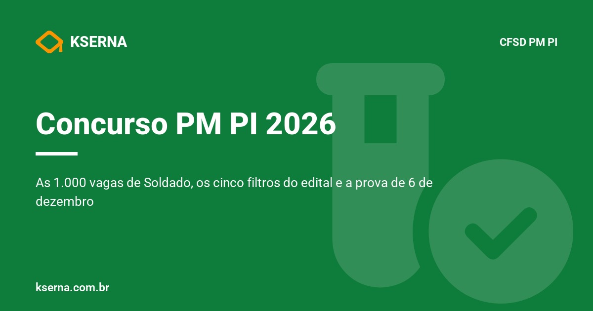 Concurso PM PI 2026: as 1.000 vagas de Soldado, os requisitos, as cinco etapas e a prova de 6 de dezembro