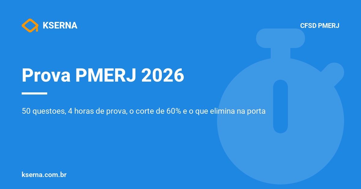 Prova PMERJ: 50 questoes, 4 horas de duracao, o corte de 60 por cento e as regras do dia da prova